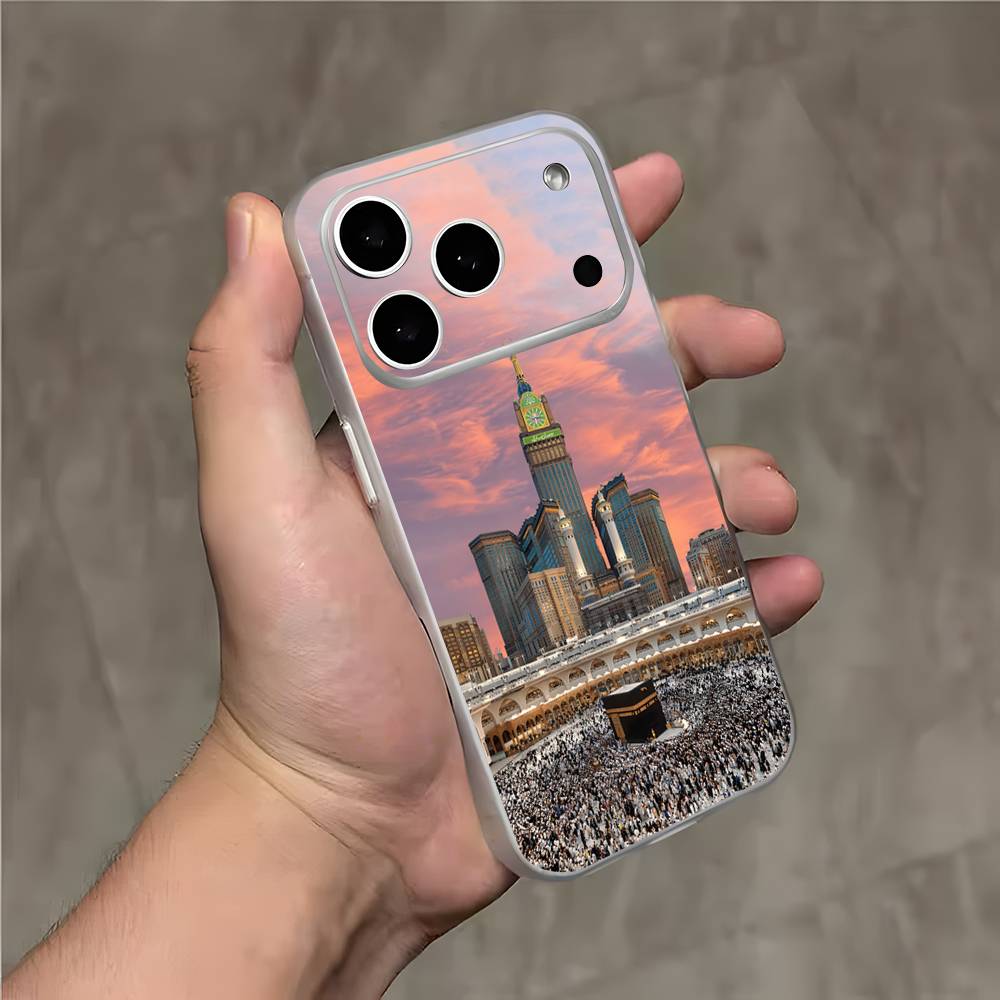 Чехол для телефона 'Паломники в Мекке' Прозрачный Белый Для iPhone 17,16,15,14,13,12,11,Pro,Max,Plus Магнитная Беспроводная Зарядка