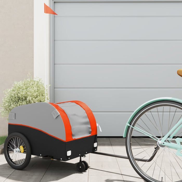 VidaXL Bicycle Trailer Black and Orange 30 Kg Iron 94138