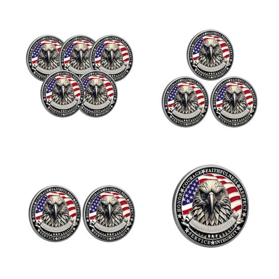 1/2/3/4/5Pcs Veterans Challenge Coin Patriotic USA Eagle Collectible Coin Thank You for Your Service Round Carving Keepsake Badge Decoration Veterans
