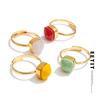 Квадратное регулируемое шикарное кольцо из кристалла конфетного цвета с покрытием из нержавеющей стали 18K PVD золотого цвета, для пальца, милое зеленое красное украшение, подарок