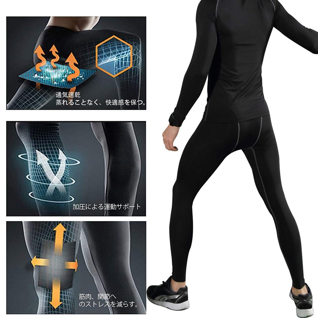 [Sillictor] Compression Wear Top and Bottom Set Men's Long Sleeve Shirt + Long Pants [Pressure Ventilation + Sweat Absorbent Quick Drying] 323+3333