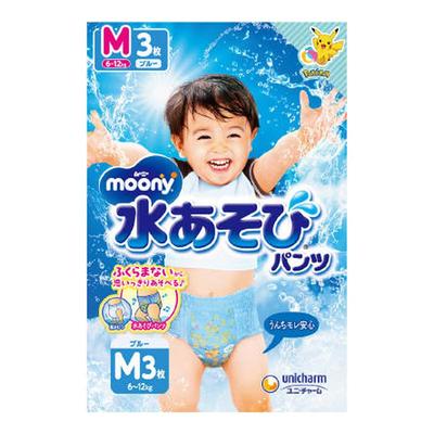 Unicharm Moony Water Play Pants Blue M 3 шт. одноразовые подгузники для детей