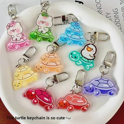 Брелок с мультяшной черепахой: Милая акриловая подвеска для школьников и школьных сумок