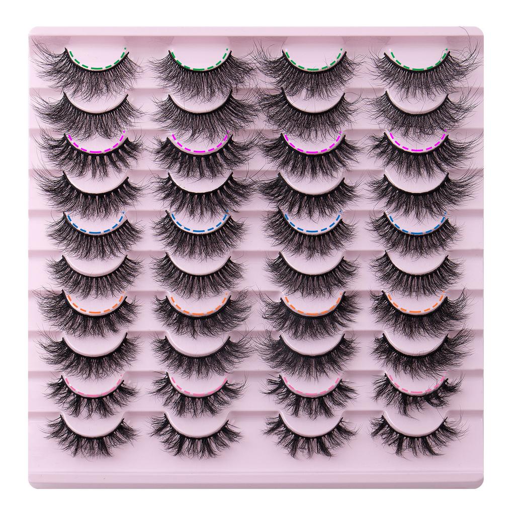 Накладные ресницы из искусственного норкового волокна, 20 пар густых завитых многослойных жареных ресниц