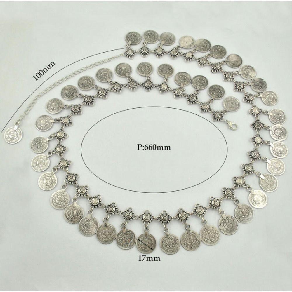 Dance Belt Beach Body Chain Coins Bead Ethnic Style Bohemian Belts Metal Belt Women Waist Chain