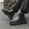 Fashion Autumn/Winter Men British Style Thick Soled Chelsea Boots Classic Black Men's Velvet Warm and Comfortable High Top Boots