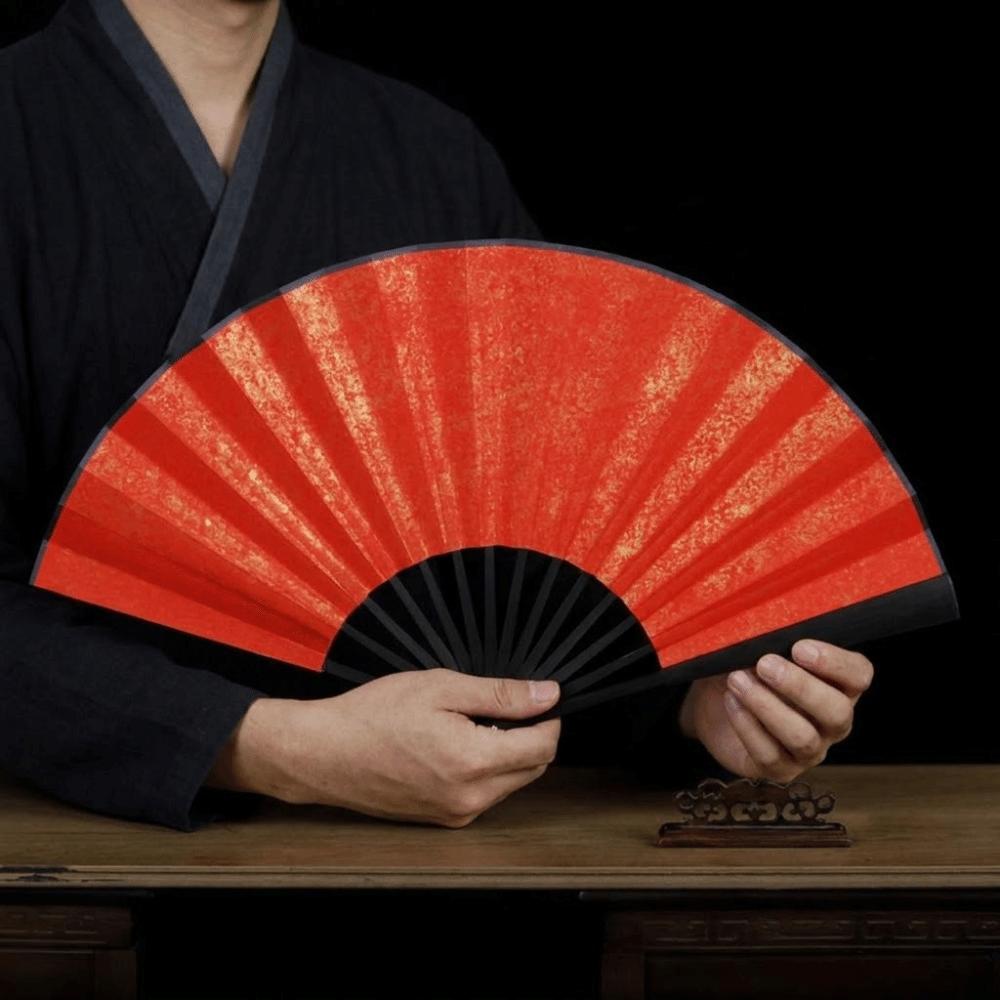 Gold-Flecked Surface Bamboo Folding Fan Decorative Fan Calligraphy Painting