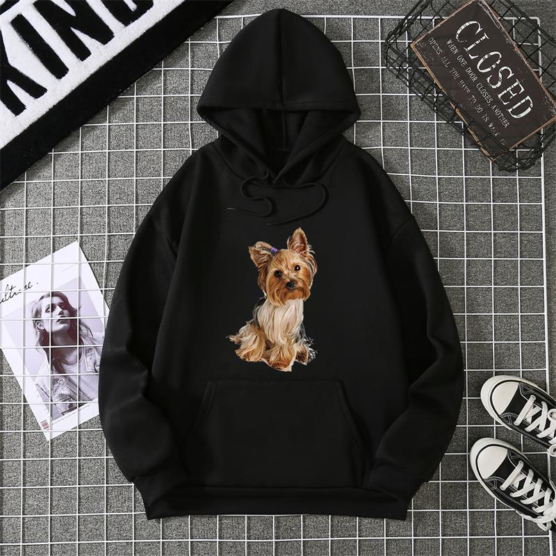 Spring Summer Women's Hoodie 3D Kawaii Dog Printed Fashion Casual Long Sleeve Round Neck Top Loose Large Size Clothing
