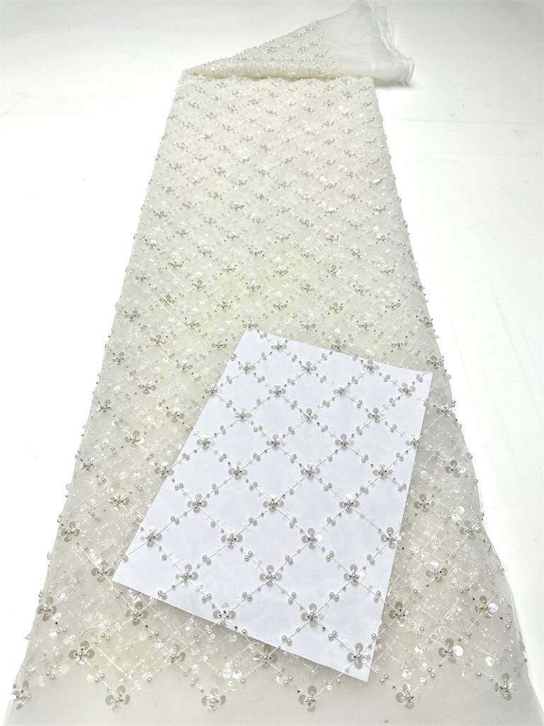 Золотая африканская кружевная ткань из тюля 2025 Французская сетка с пайетками Ткань для шитья Вышивка бисером Кружево Тюль Сетка Нигерия Платье 5 ярдов