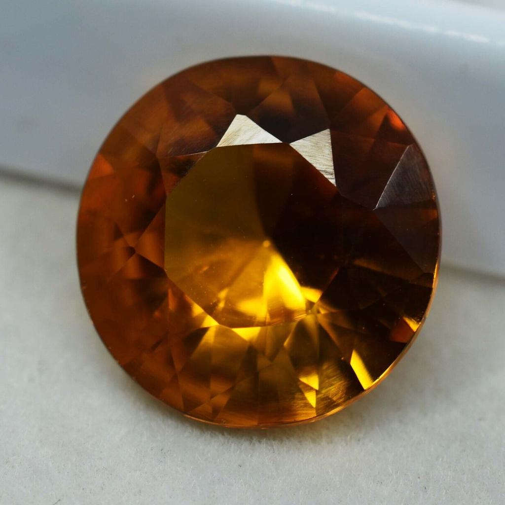Natural Orange Sapphire Loose Gemstone Most Demandable 8.49 ct Round September Birthday Birthstone