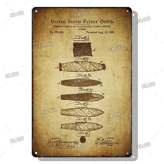 Сигары Винтажные металлические плакаты Виски Ретро жестяные вывески Бар Кафе Настенное искусство Декоративная табличка Современный дом Декор гостиной Эстетика