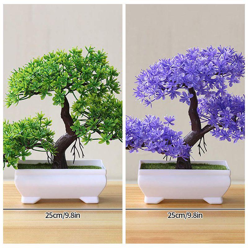 Artificial Plastic Plants Bonsai Fake Plant Flowers Potted Ornaments Simulated Tree Potted Creative Desk Decor Home Table Decor