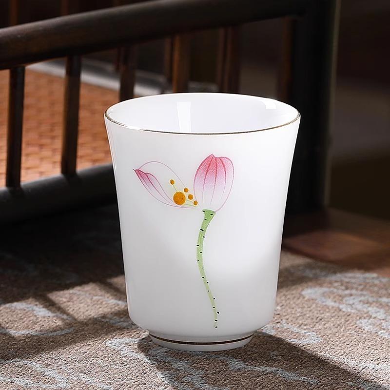 Фарфоровая мастер-чашка Керамическая бытовая чашка для дегустации чая Одинарная чашка Персональный специальный набор для чая Кунг-фу Высококлассная чашка для чая в стиле легкой роскоши