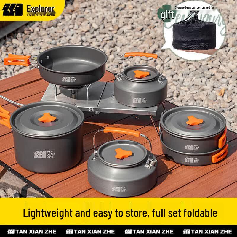 Explorer Outdoor Camping Cookware Set with Kettle