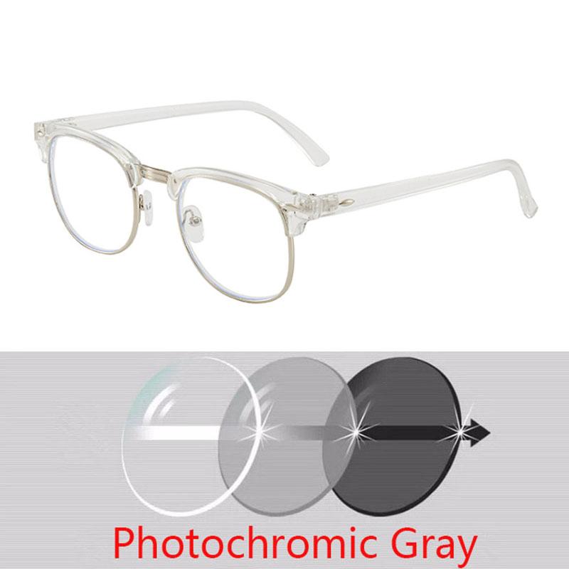 Hyperopia Diopter SPH 0 +0.5 +1 +1.5 +2 +2.5 +3 +3.5 +4 +4.5 +5 +5.5 +6.0 Half Metal Frame Photochromic Finished Reading Glasses