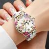Lightweight Flower Printed Watch Flower Printed Arabic Dial Watch New Bracelet Watch  Gifts