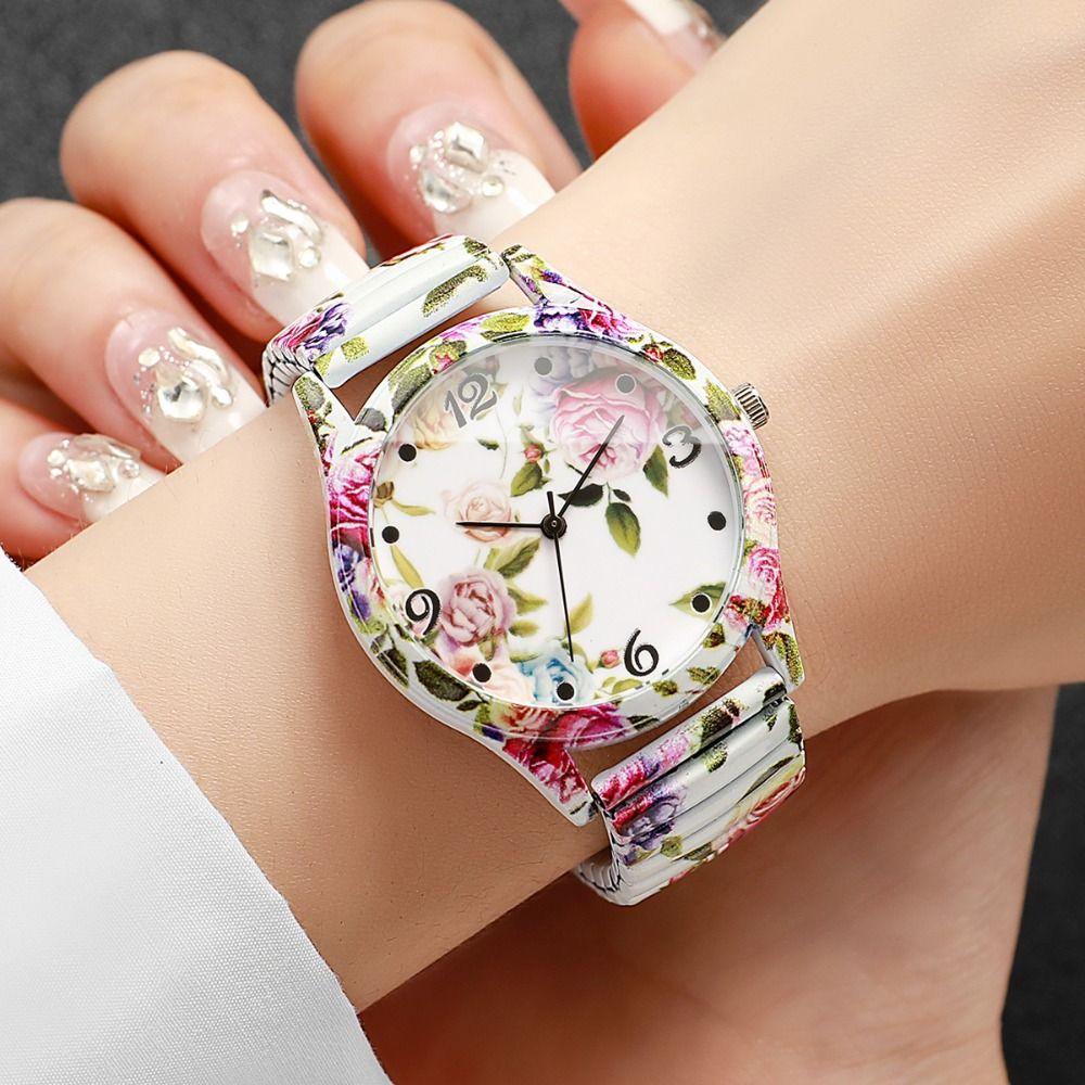 Lightweight Flower Printed Watch Flower Printed Arabic Dial Watch New Bracelet Watch  Gifts