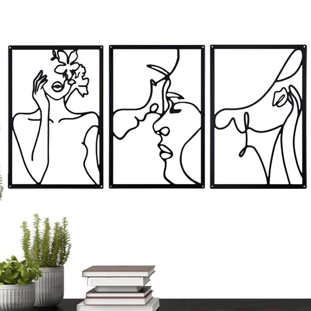 Metal Wall Painting Iron Wall Hanging Decoration Nordic Woman Silhouette Home Decor Macrame Wall Ledges Living Room Decor Gift