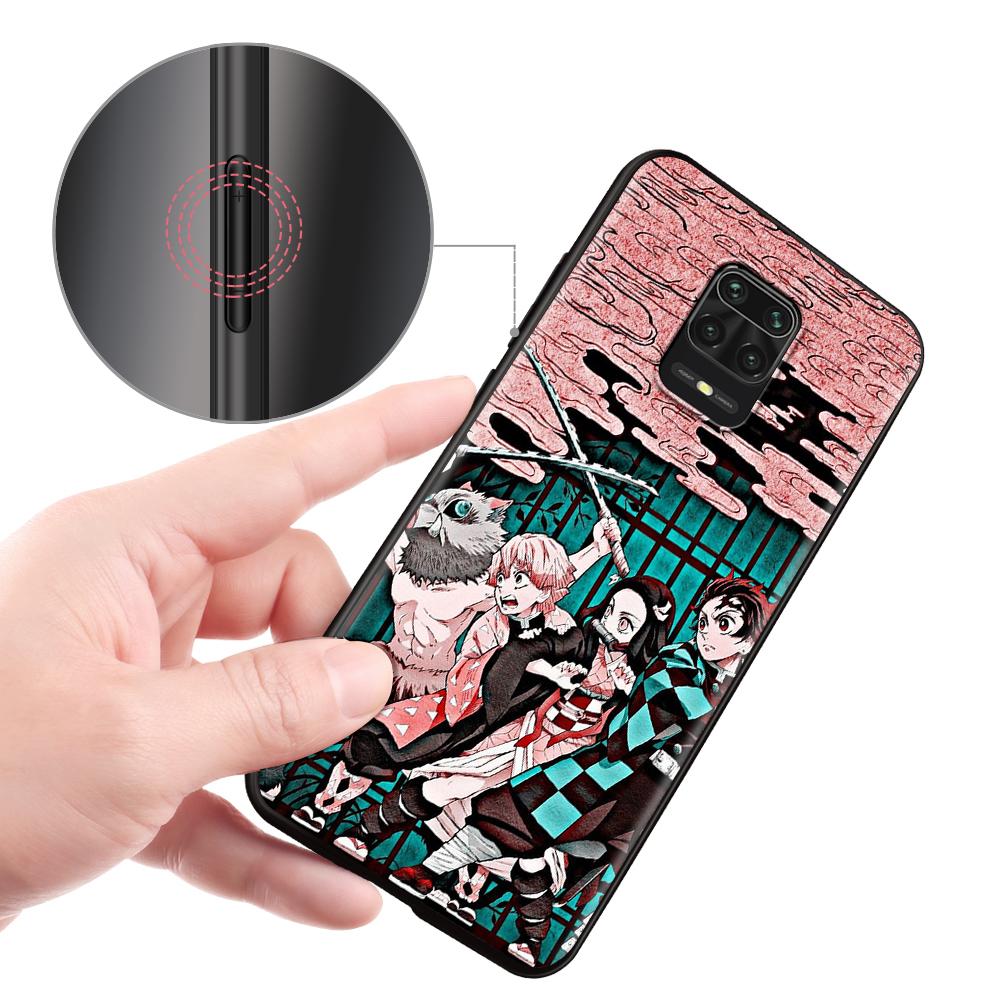 Чехол Demon Slayer для Xiaomi Redmi Note 9S 9 11 10 8 Pro 9C 9 K40 9A 7 8T 7A 9T Мягкий силиконовый чехол Аниме Черная крышка телефона Падение