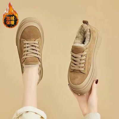 Нишевая хлебная обувь холодная и теплая шерстяная хлопковая обувь женская зимняя новая бархатная универсальная обувь на толстой подошве