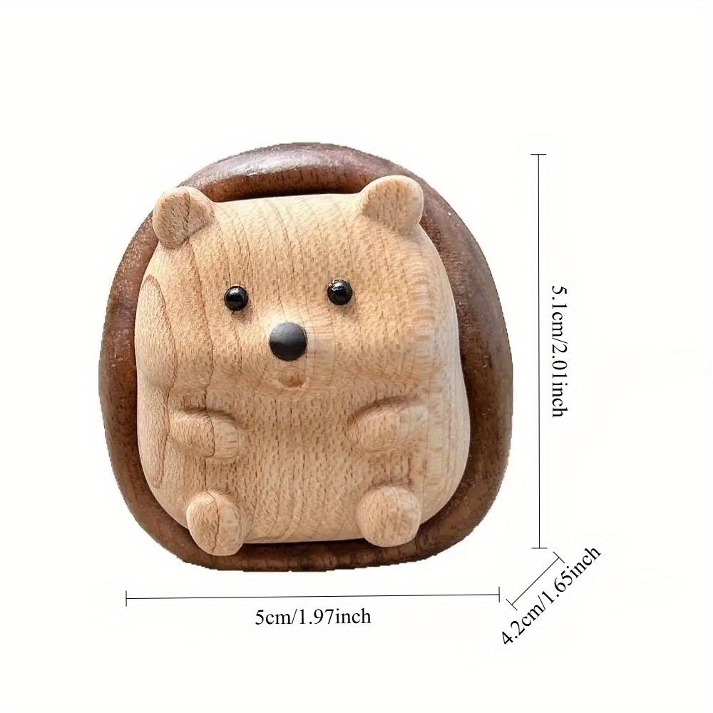 Crafts Hedgehog Statue Creative Wooden Animal Sculpture Decorative Interior Decoration Figurine Cabinet