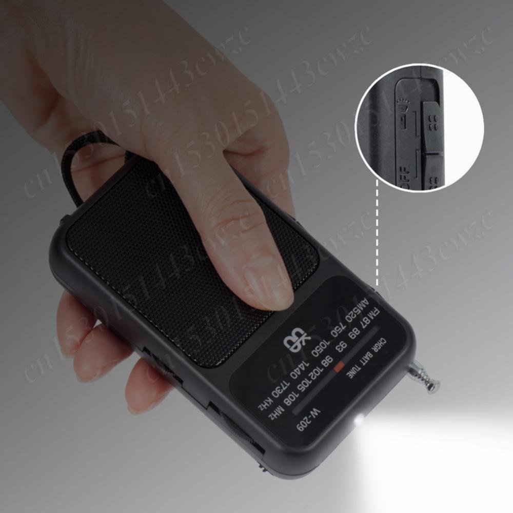 2 Band Stereo Radio Built-in Speaker Pointer Radio Battery Operated Radio Player Flashlight with 3.5mm Headphone Jack for Elder