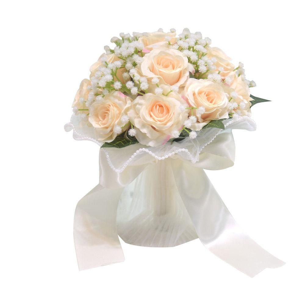Artificial Silk Flowers Bridal Bouquet Exquisite White Rose Bouquet Bride Accessories