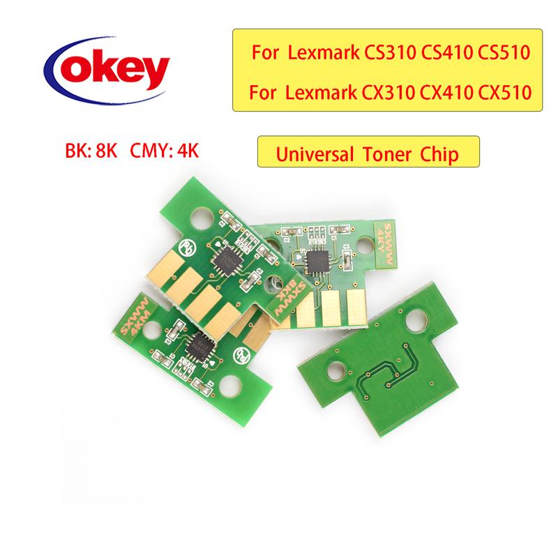 4pcs CX310 CX410 CX510 Toner Chip For Lexmark CX310DN CX310N CX410 CX410DE CX410DTE CX410E CX510 CX510DE CX510DHE CX510DTHE Chip