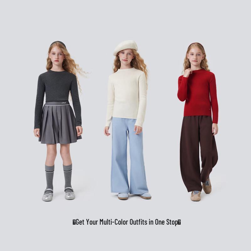 Navigare Girls' Wool Blend Mock Neck Base Layer Sweater