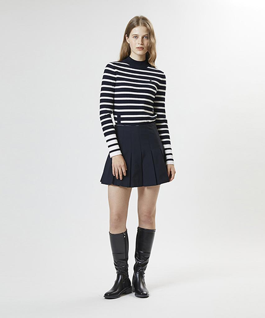 AVEN Front Slit Knit Pullover Navy