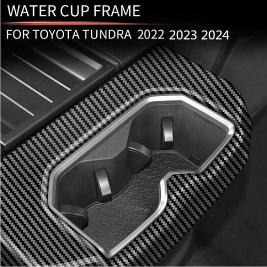 -2024 Carbon fiber Rear Water Cup Holder Trim frame 1pcs FOR Toyota Tundra