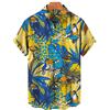 Tropical Jungle Flamingo 3d Print Hawaiian Shirt for Men Summer Street Short Sleeves Tops Harajuku Lapel Button Loose Blouse