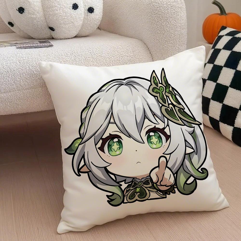 miHoYo hot funny Genshin emotes meme Cushion Cover Throw Pillow Cover Hidden Button Durable Polyester Chair Cushion