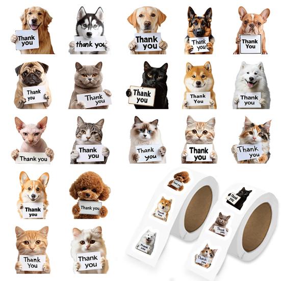 1/2 Rolls Notebook Sticker Pet Theme Copper Plate Paper Cat Dog Printing Decals Laptop Mobile Phone Case Decor