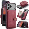 For iPhone 17 Pro Case JEEHOOD J01 Retro Leather + TPU Phone Cover Detachable Magnetic Card Holder