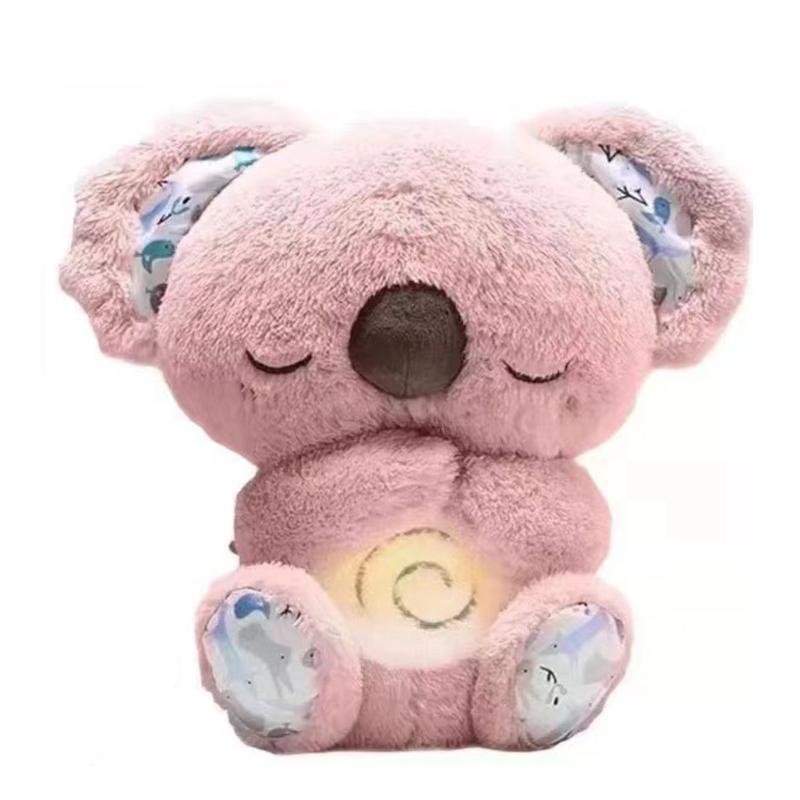 *Cuddly Koala Plush Sleep Aid With Soft Glow Night Light Calming Music And Simulated Breathing Comforting Bedtime Comfort Toys~