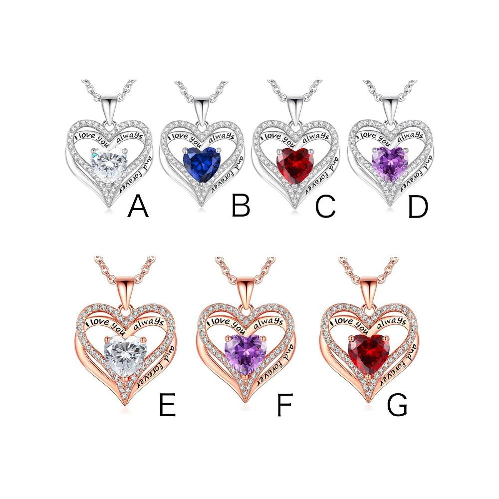 Heart Shaped Diamond Pendant Fashion Copper Plated Necklace Jewelry Accessories for Women