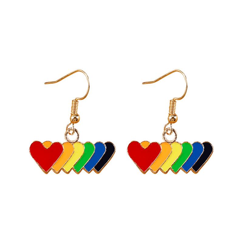 Colorful Alloy Rainbow Flag Love Earrings