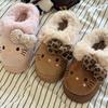 Winter Kitty Slippers For Women Plush Kawaii Cute Sanrio Home Warm Cotton Slippers Cartoon Home Indoor Shoes Gifts
