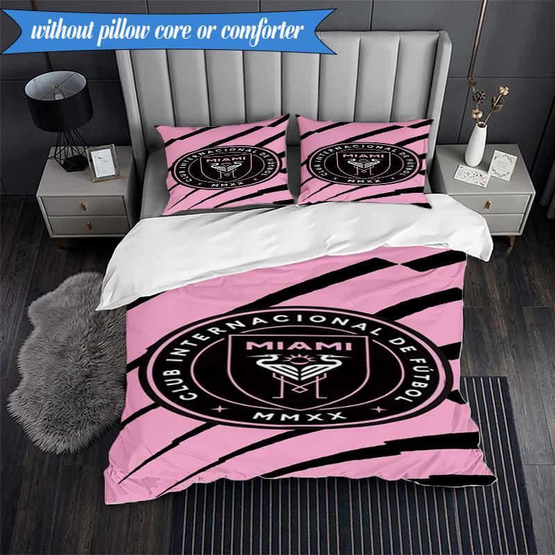 3PCS Club Internacional de Fútbol Miami Soft Bedding Set,Including 1pc Duvet Cover And 2pcs Pillowcases Perfect for Bedroom, Dormitory, Fan gift