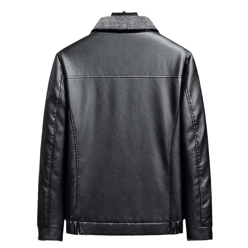Осень и зима Новая мужская кожаная куртка с меховым покрытием Куртка с лацканами Корейская версия Повседневная куртка Мужская кожаная куртка Мужская одежда