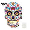 Day of The Dead Gift for Home Sugar Skull Hanging Sign, Hand-Painted Floral Mexican Calavera Wood Festive Wall Art Plaque, Tabletop Decor Halloween