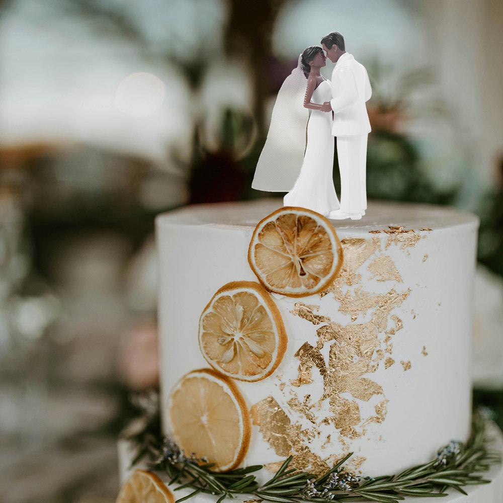 White/Black Couple Wedding Cake Topper Bride & Groom Figurines Bridal Shower Decoration