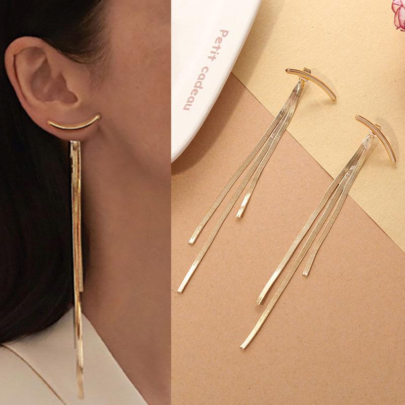 925 Silver Needle Korean Fashion Long Chain Tassel Earrings For Women Metal Earing Jewelry Trending Women's Drop Earrings