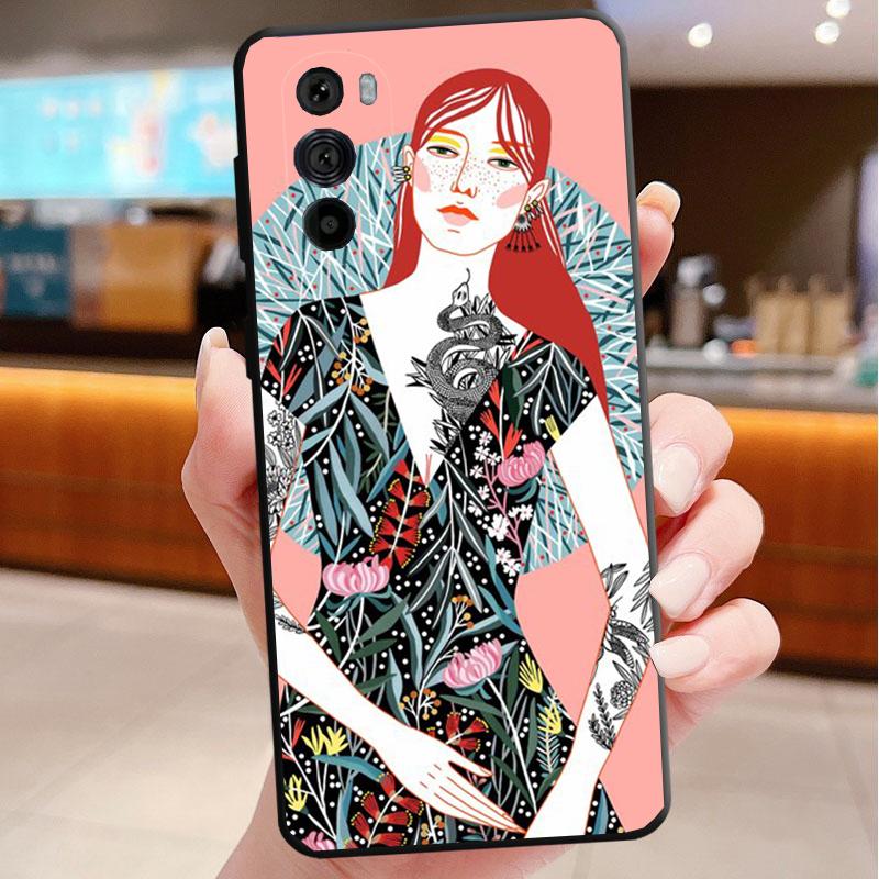Women Flowers Russian Phone Case For Motorola Edge 60 50 40 Pro 60 50 40 30 Ultra Neo Fusion Moto G Play G Stylus G Carcasas
