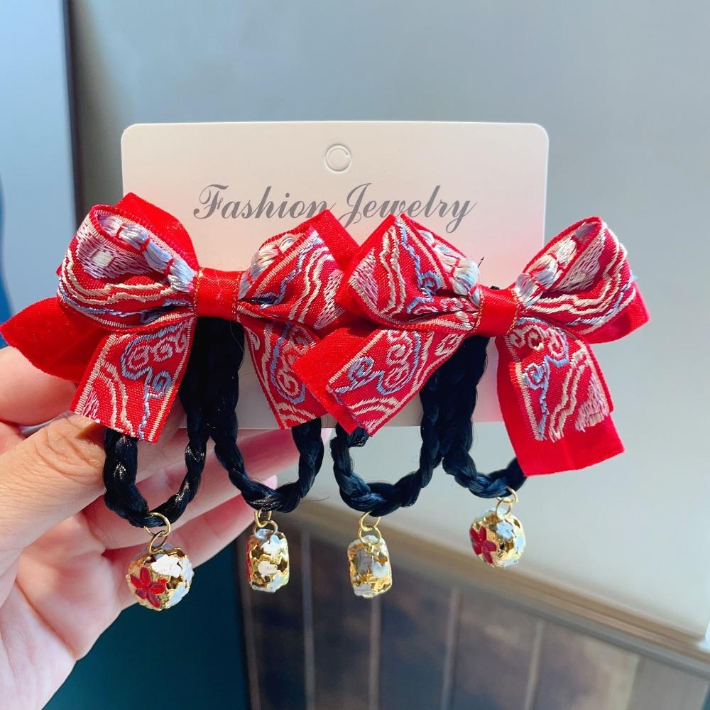 2 шт. Кисточка Детская заколка для волос Китайский стиль Парик Коса Заколка Сладкий Красный Бант Заколка для волос