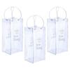 Набор из 3 прозрачных ПВХ винных охладителей-пакетов со льдом с ручкой, герметичных, многоразовых, для охлаждения и хранения шампанского, пива и напитков