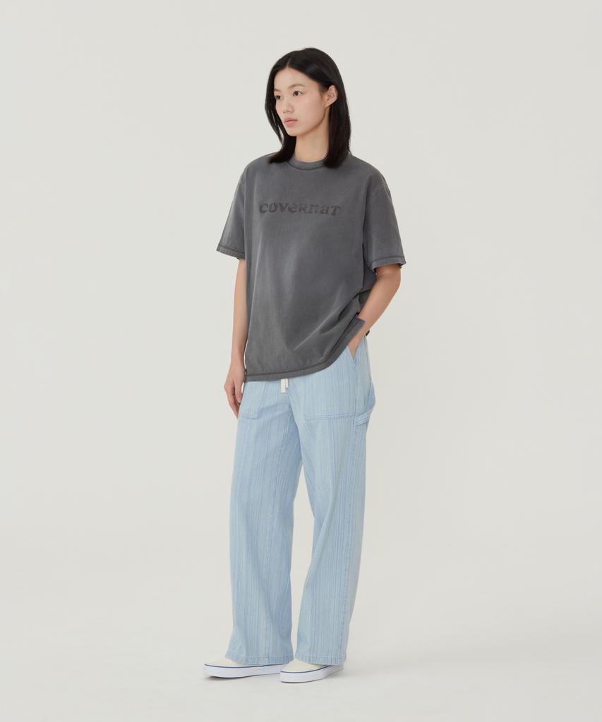 COVERNAT WOMAN Oversized Pigment Copper Logo T-Shirt Charcoal