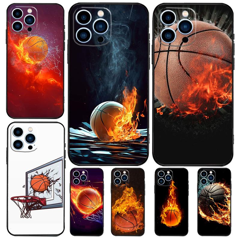 Чехол Basketball On Fire для iPhone 15 16 14 13 12 11 Pro Max Plus X XR XS Max 12 13 Mini мягкий бампер