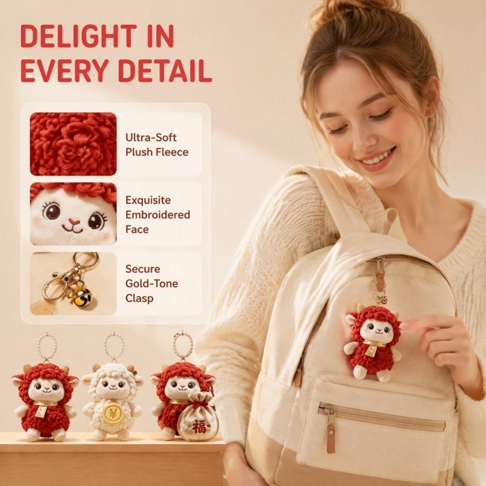 Lucky Lamb Mascot Plush Zodiac Sheep Pendant Keychain Plush Pendant Handbag